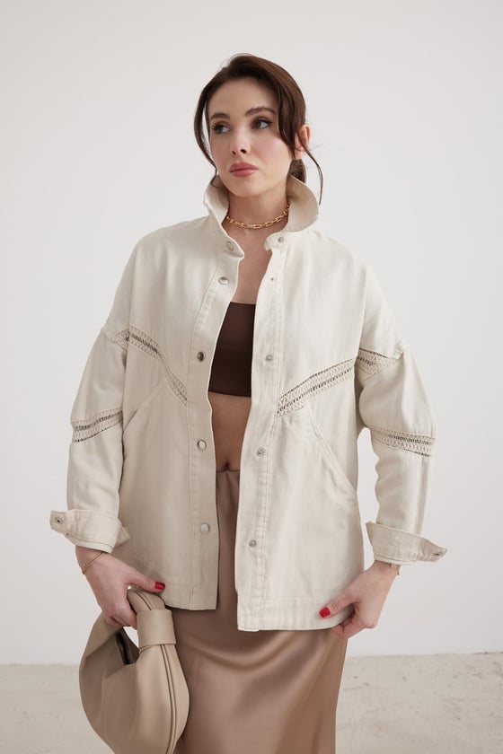 M27-5715-L-TAŞLEVURECEKETKadın Denim Kot Ceket TAŞ