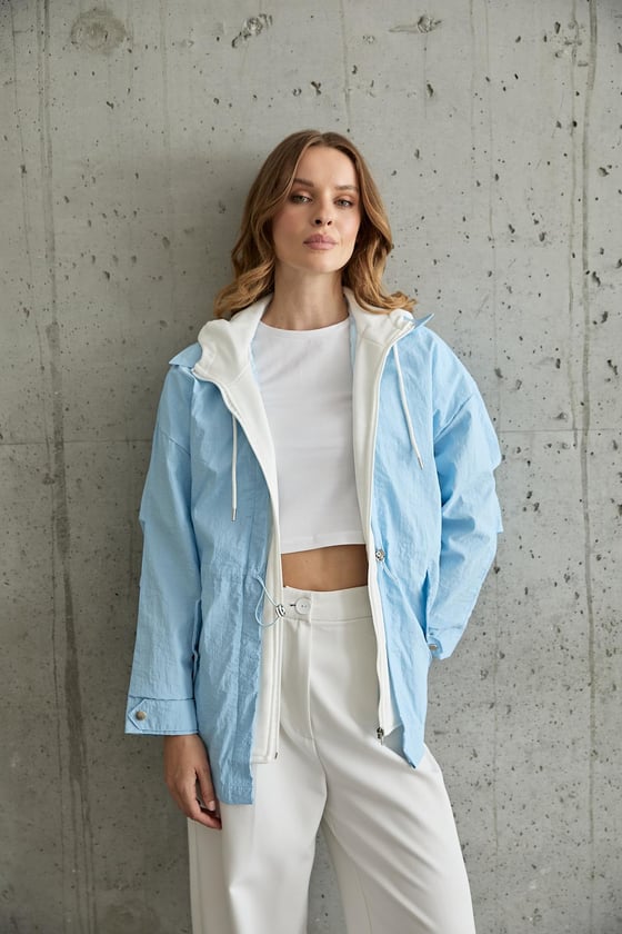 T28-8129-MAVİ-LLEVUREDış GiyimKadın Garni Detaylı Linea Ceket MAVİ