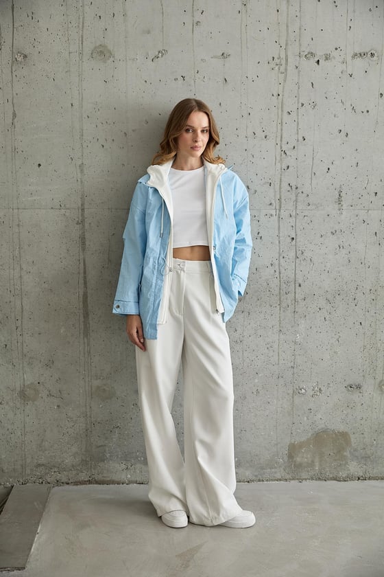 T28-8129-MAVİ-LLEVUREDış GiyimKadın Garni Detaylı Linea Ceket MAVİ