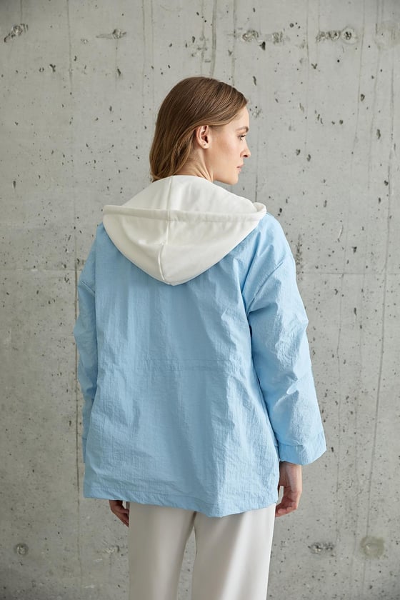 T28-8129-MAVİ-LLEVUREDış GiyimKadın Garni Detaylı Linea Ceket MAVİ