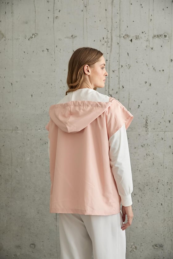 M28-5418-EKRU-PUDRA-LLEVUREKadın Garni Detaylı Sweatshirt EKRU-PUDRA