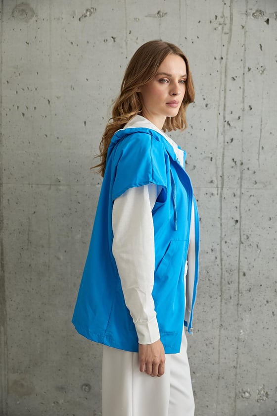 M28-5418-EKRU-SAKS-LLEVUREKadın Garni Detaylı Sweatshirt EKRU-SAKS