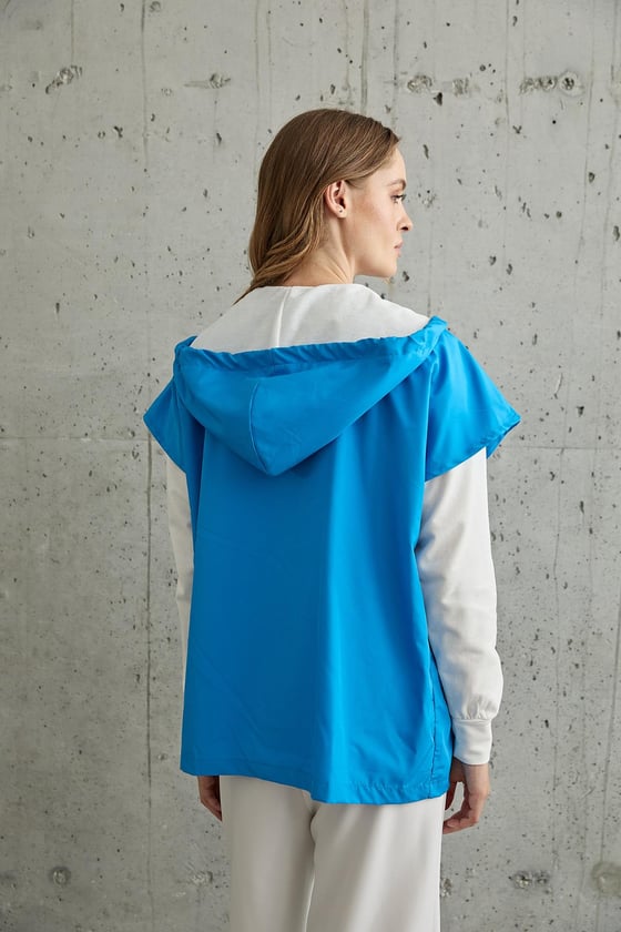 M28-5418-EKRU-SAKS-LLEVUREKadın Garni Detaylı Sweatshirt EKRU-SAKS
