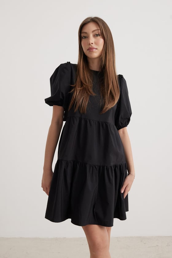 Sırt Bağlama Detaylı Kadın Elbise SİYAH