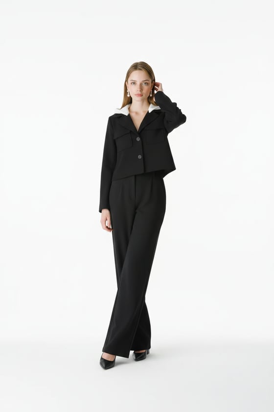 P28-3566-SİYAH-LLEVUREAlt GiyimTek Pileli Kumaş Pantolon SİYAH