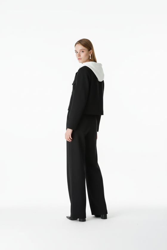 P28-3566-SİYAH-LLEVUREAlt GiyimTek Pileli Kumaş Pantolon SİYAH