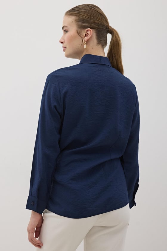 G28-4940-LACİVERT-LLEVUREÜst GiyimYandan Bağlamalı Modal Gömlek LACİVERT