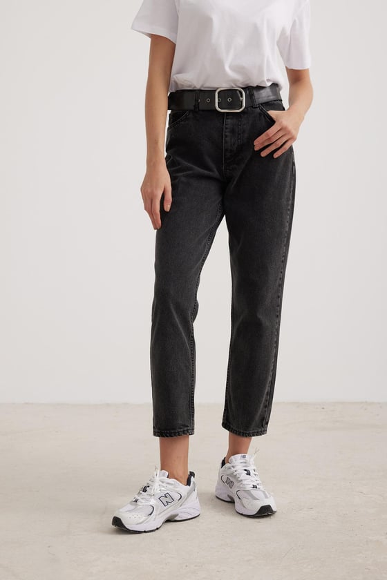 Yüksek Bel Kadın Mom Jean BLACK