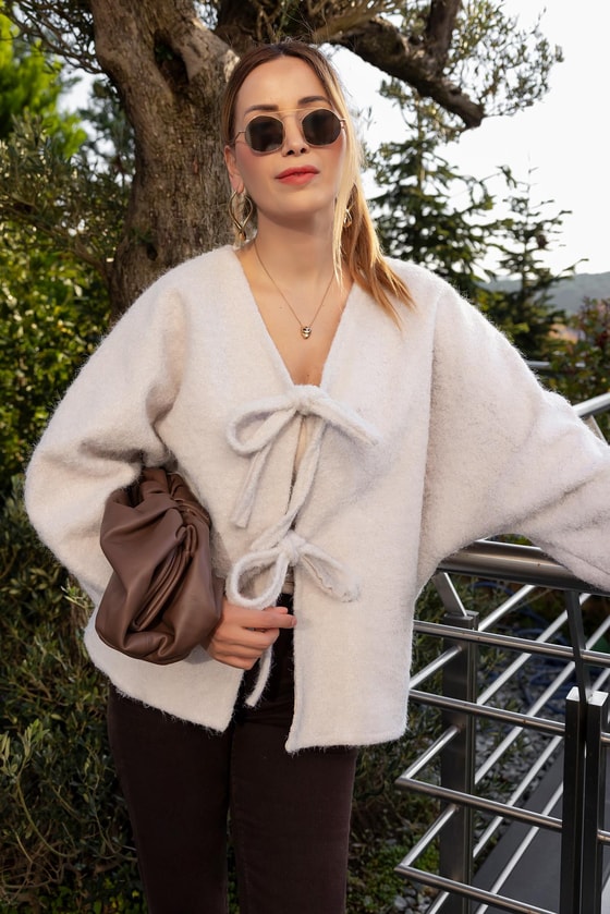 Bağlamalı Kaşe Ceket - KREM