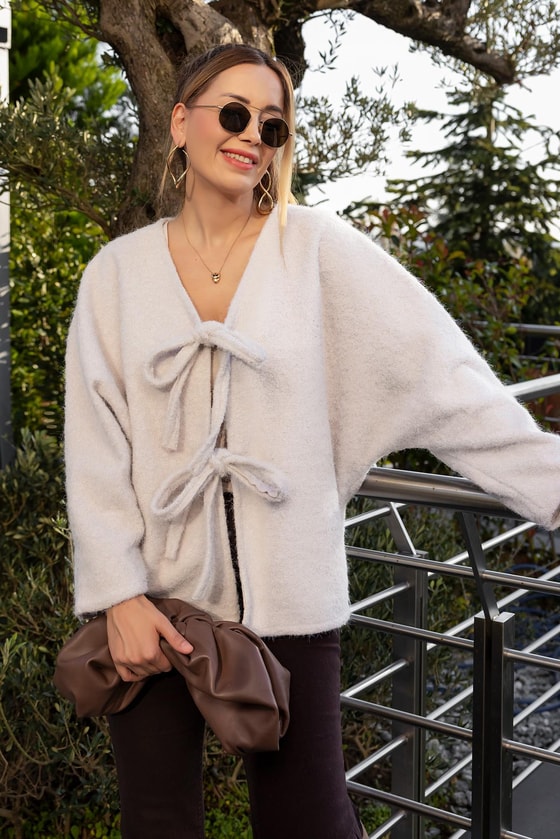 Bağlamalı Kaşe Ceket - KREM