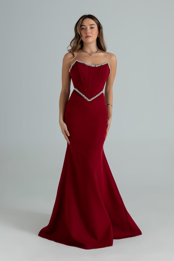 Balenli Su Yolu Abiye - BORDO