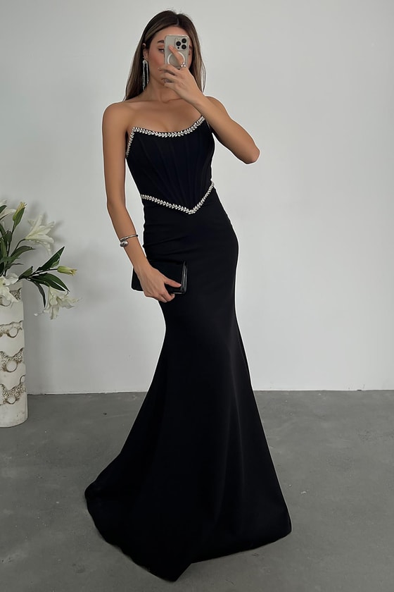 Balenli Su Yolu Abiye - SİYAH