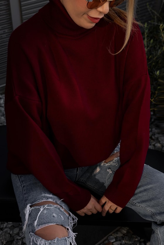 Balıkçı Triko Kazak - BORDO