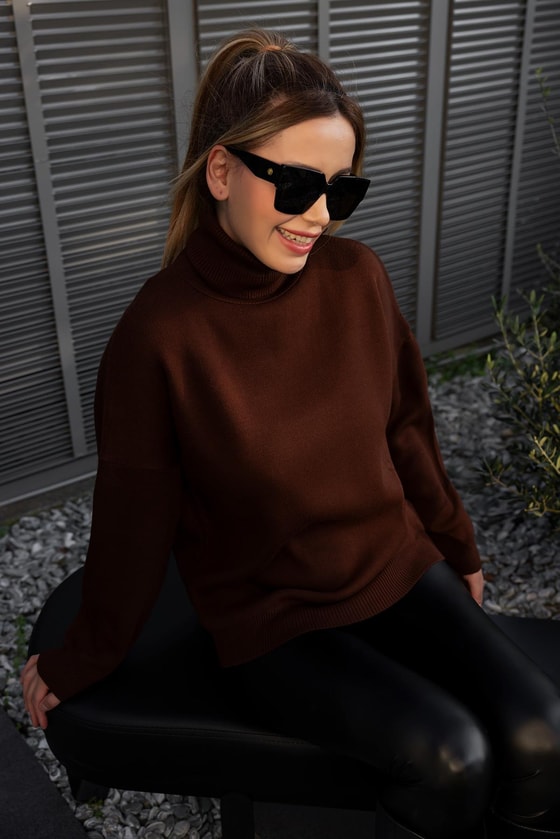 Balıkçı Triko Kazak - KAHVERENGİ