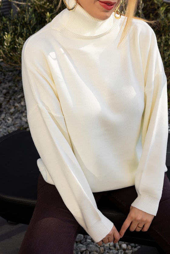 Balıkçı Triko Kazak - KREM