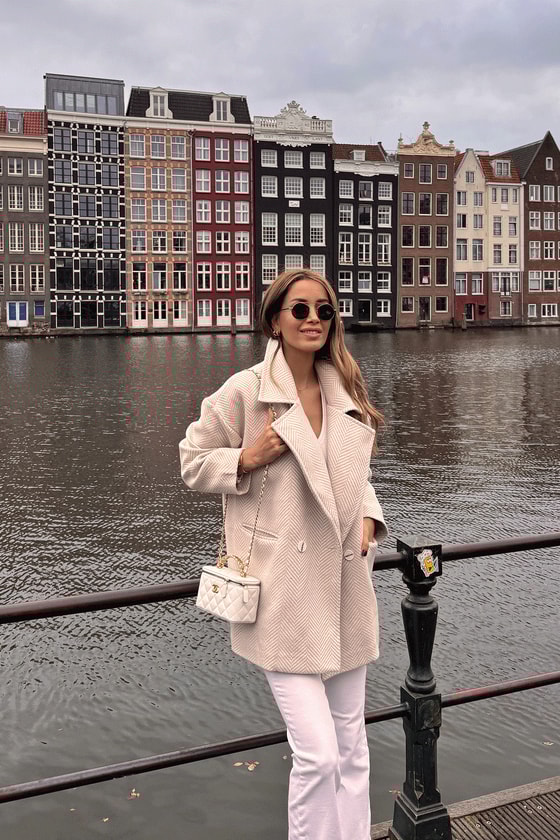 Balıksırtı Desenli Kaban - BEJ