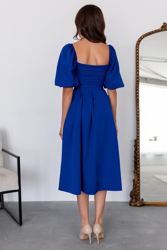 Balon Kol Midi Elbise - SAKS