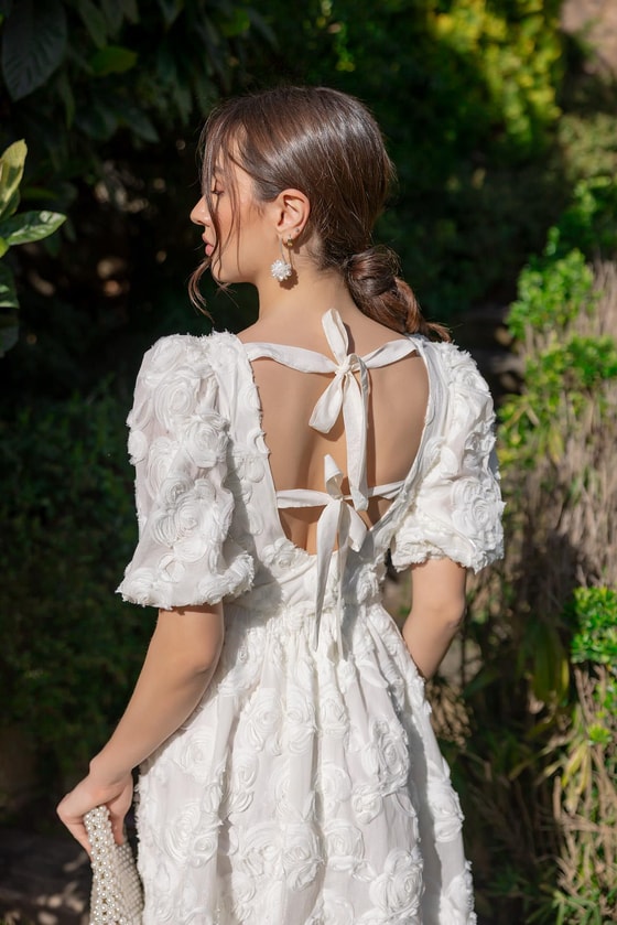 Balon Kol Tasarım Elbise - EKRU