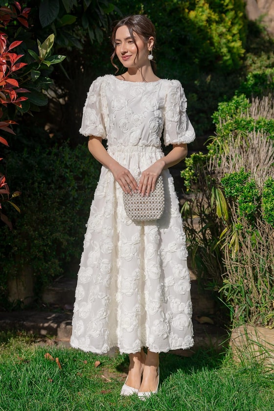 Balon Kol Tasarım Elbise - EKRU