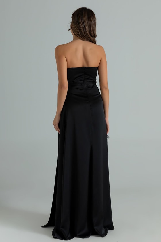 Bel Drapeli Saten Abiye - SİYAH