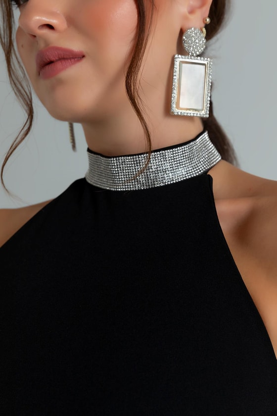 Boyun Taşlı Balık Abiye - SİYAH