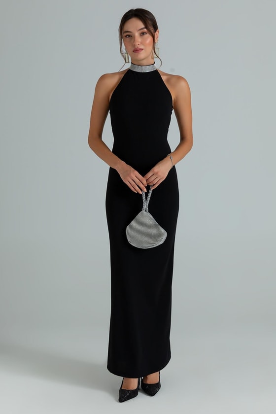 Boyun Taşlı Balık Abiye - SİYAH