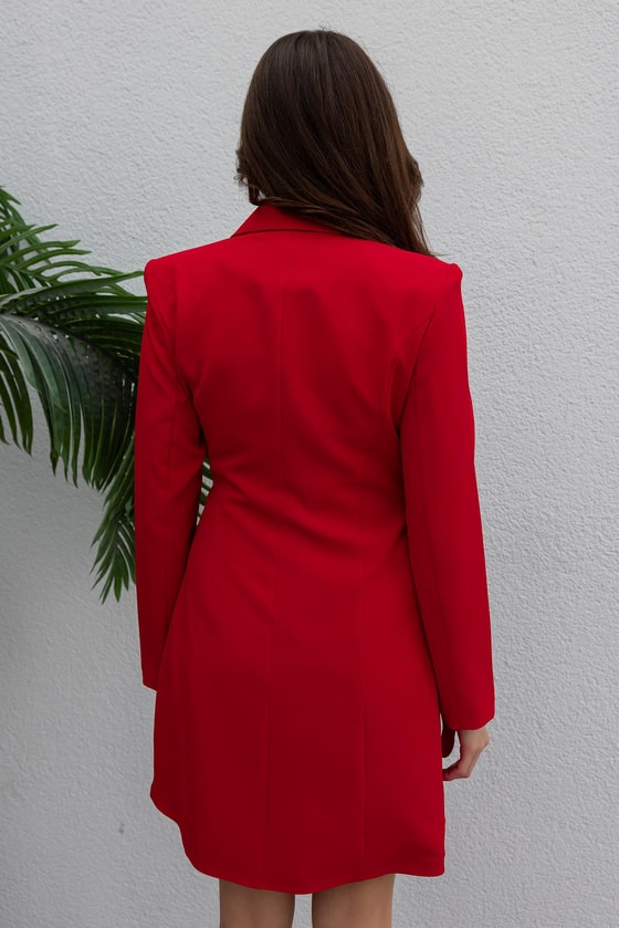 Ceket Elbise - KIRMIZI