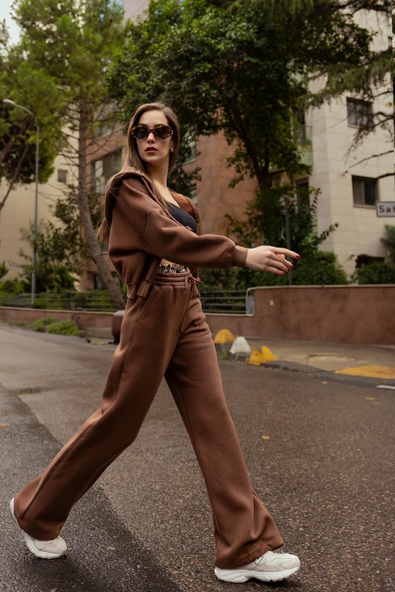 Cepli Eşofman Takımı - KAHVERENGİ