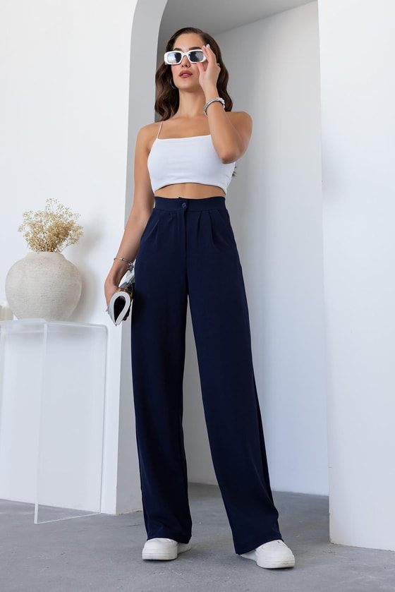 Cepli Palazzo Pantolon - LACİVERT