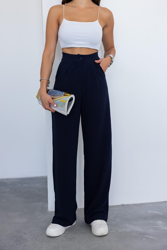 Cepli Palazzo Pantolon - LACİVERT