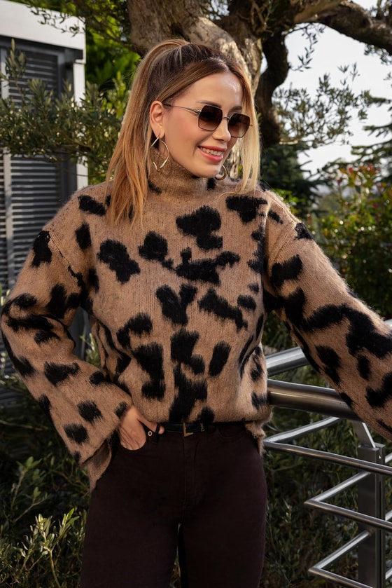 Dik Yaka Leopar Kazak - KAHVERENGİ