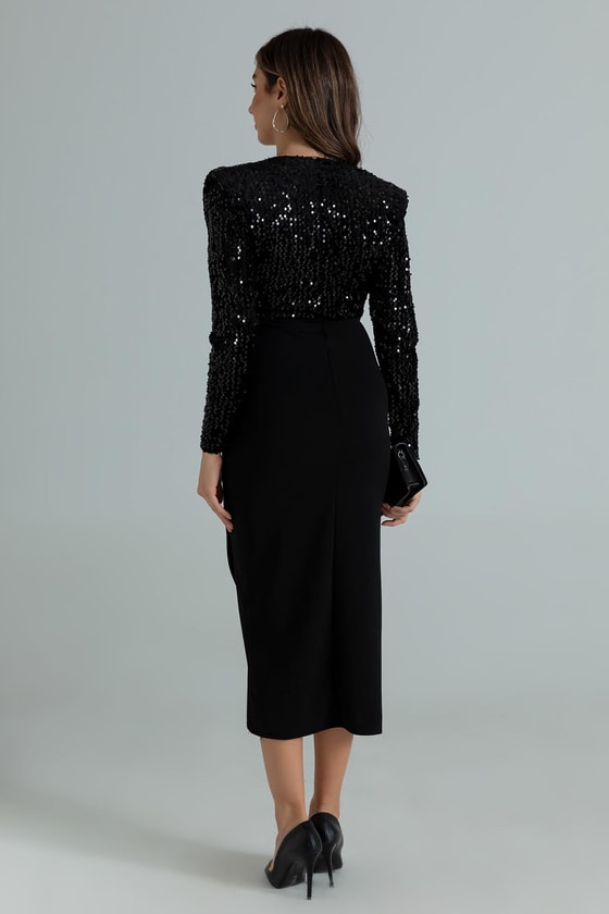 Drapeli Gece Elbisesi - SİYAH