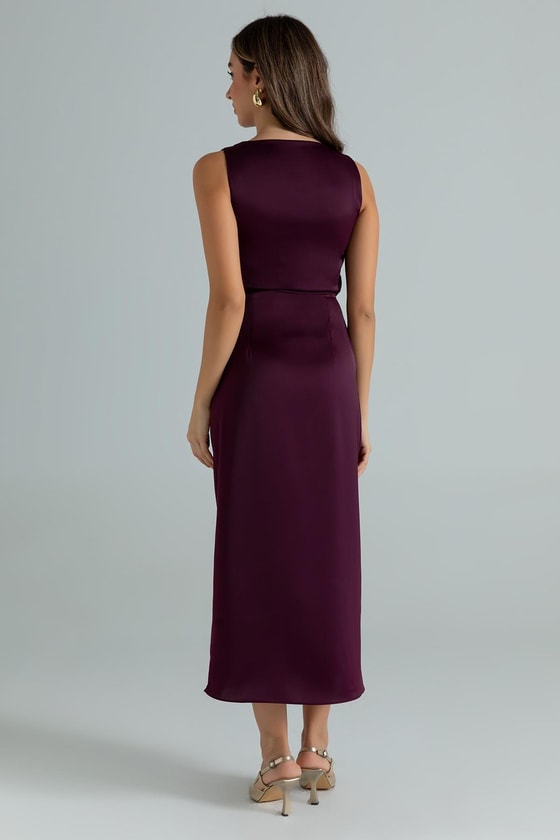 Drapeli Saten Anvelop Elbise - MOR