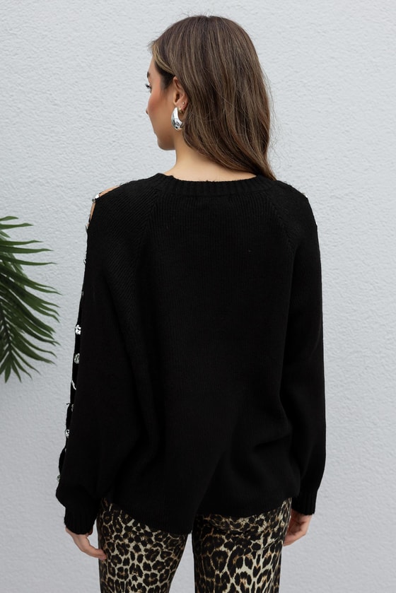 Düğme Detaylı Triko - SİYAH