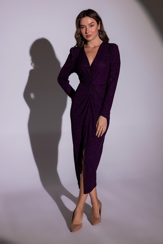 Düğüm Detay Simli Elbise - MOR