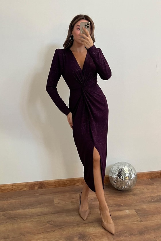 Düğüm Detay Simli Elbise - MOR