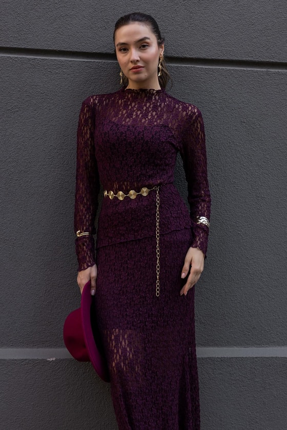 Güpürlü Dantel Takım - BORDO