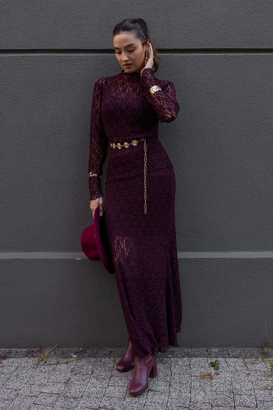 Güpürlü Dantel Takım - BORDO