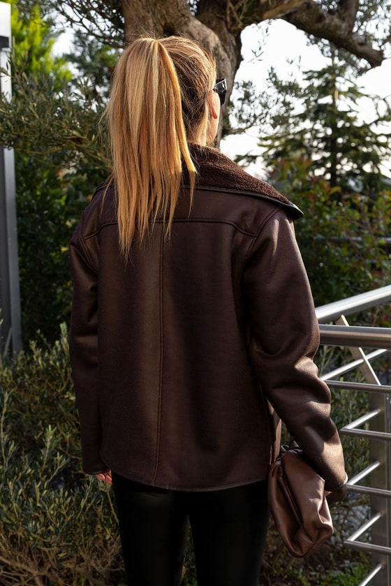 İçi Kürklü Nubuk Ceket - KAHVERENGİ