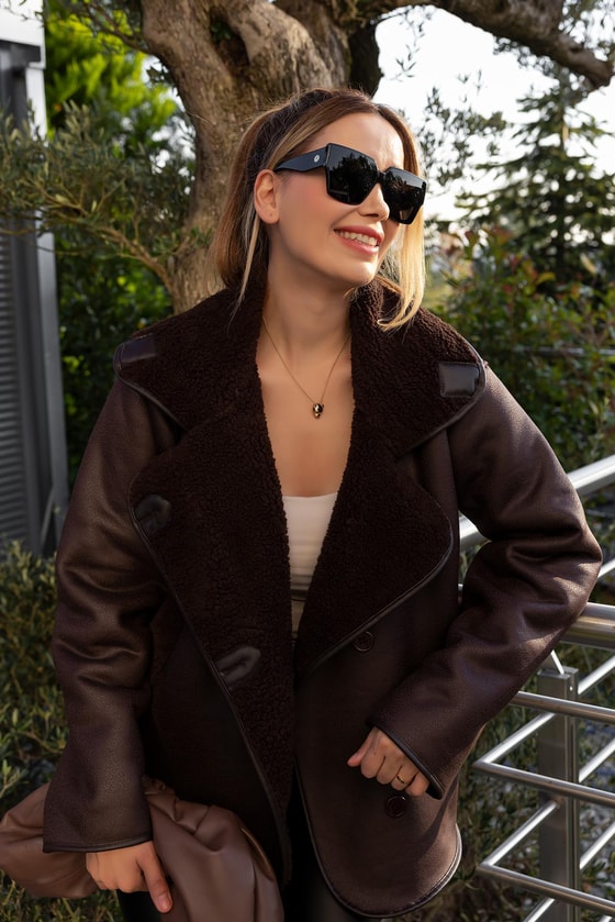 İçi Kürklü Nubuk Ceket - KAHVERENGİ