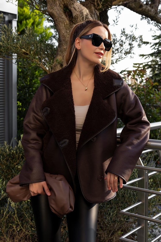 İçi Kürklü Nubuk Ceket - KAHVERENGİ