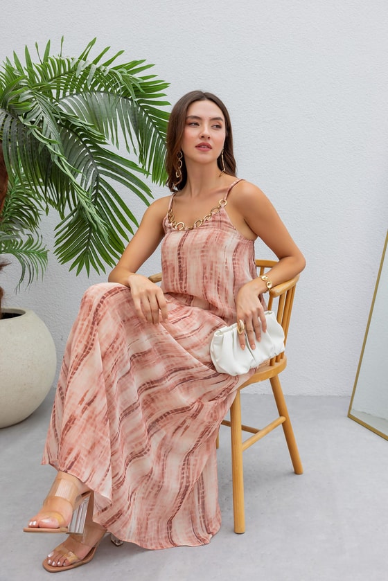 İnce Askılı Şifon Elbise - SOMON