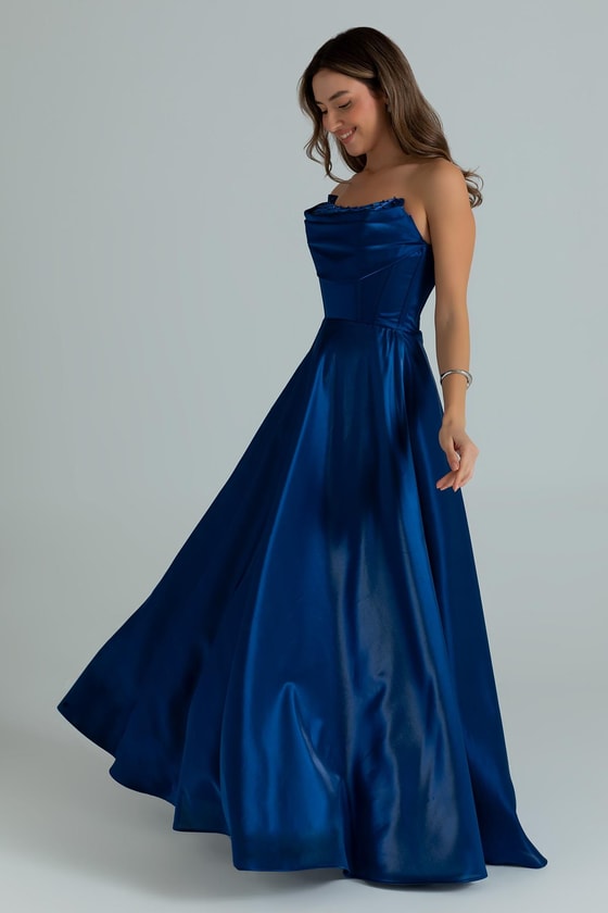 İncili Organze Abiye - LACİVERT