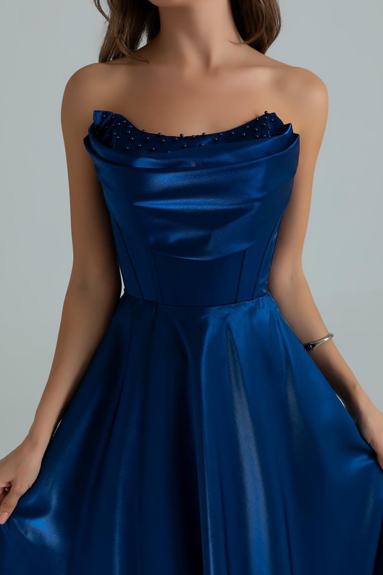 İncili Organze Abiye - LACİVERT