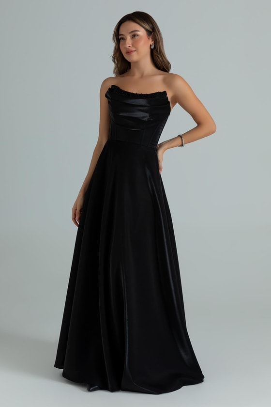 İncili Organze Abiye - SİYAH