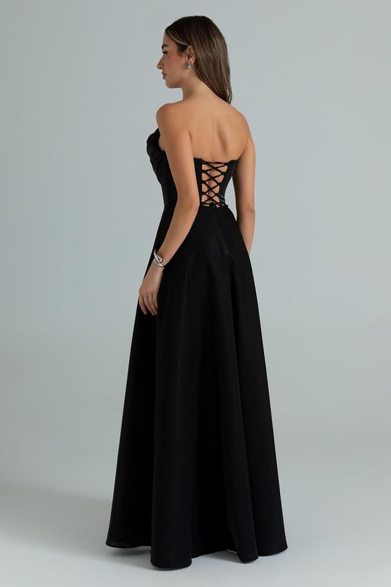 İncili Organze Abiye - SİYAH