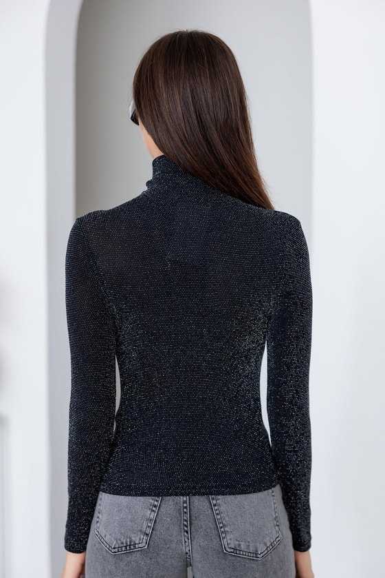Işıltılı Bluz - SİYAH