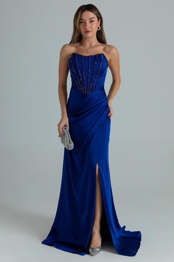 İşlemeli Saten Anvelop Abiye - SAKS