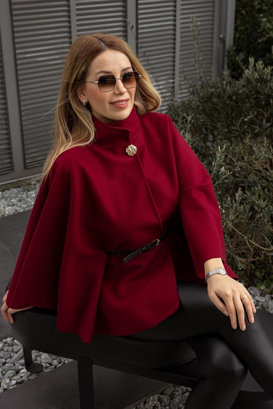 Kemerli Kaşe Panço - BORDO