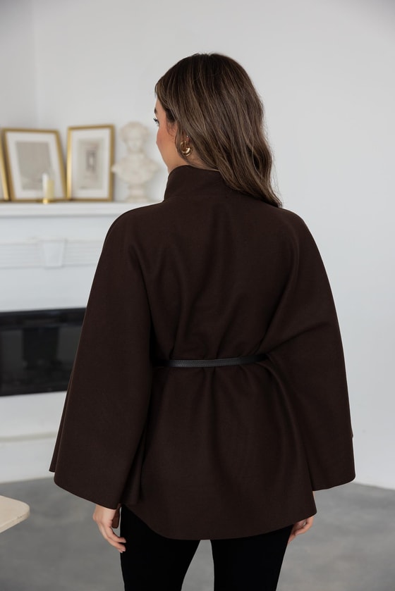 Kemerli Kaşe Panço - KAHVERENGİ